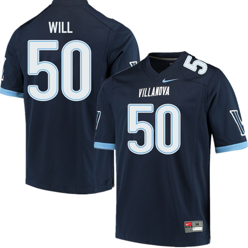 Men #50 Tyler Will Villanova Wildcats College Football Jerseys Sale-Navy - Click Image to Close